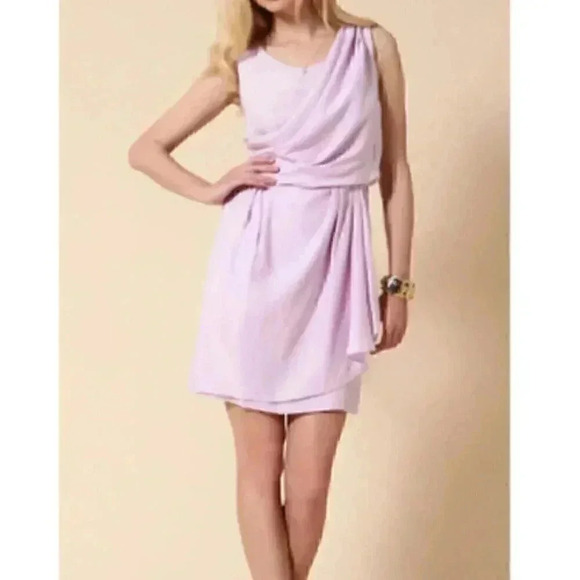 NWT Ali Ro Hammered Silk Drape Mini Cocktail Dress in Orchid Bloom - Picture 1 of 11